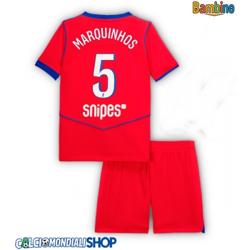 Maglie da calcio Paris Saint-Germain Marquinhos #5 Terza Maglia Bambino 2025-26 Manica Corta + Pantaloni corti)